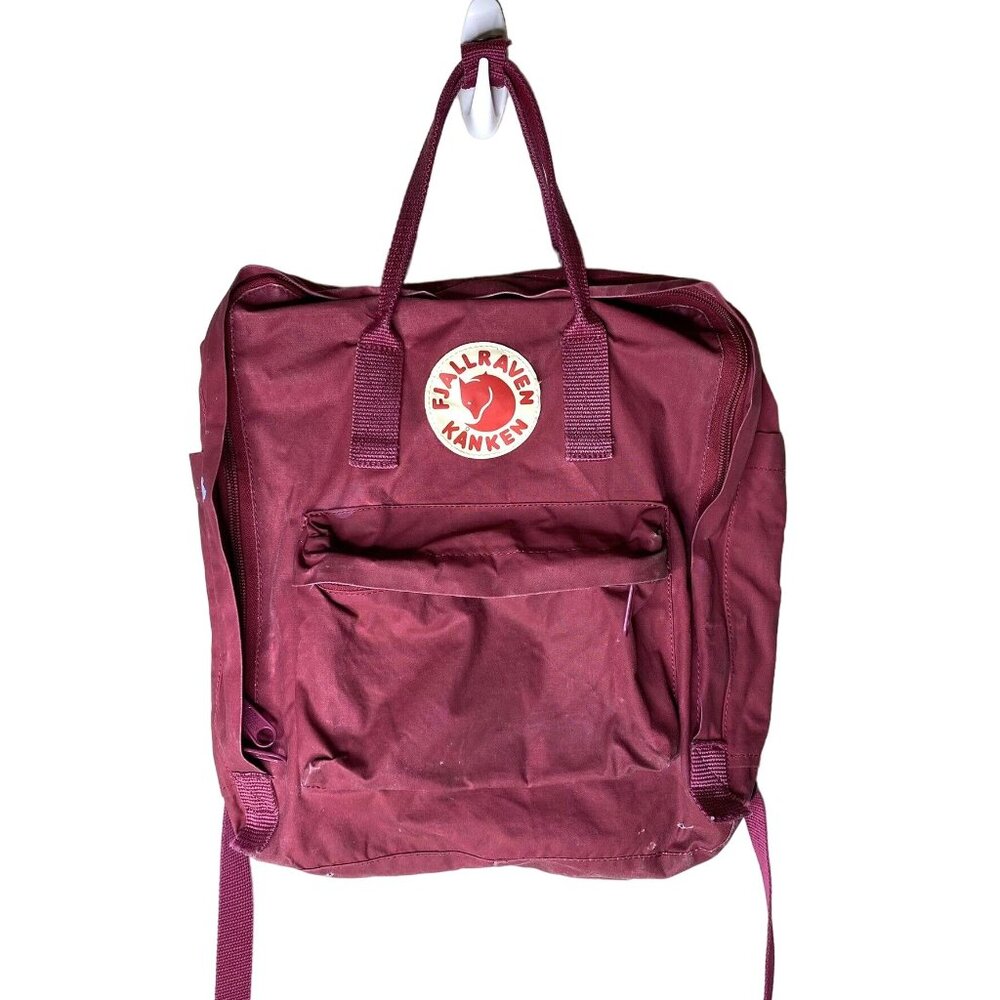 Fjallraven "Kanken" Maroon Backpack, 13" Laptop Sleeve -- Beat Up But Good